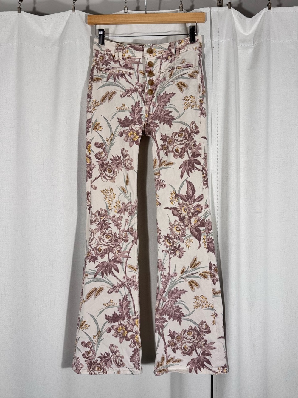 Pilcro Anthropologie Floral High-Rise Bootcut Jeans